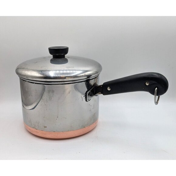 Vintage Revere Ware 3 Qt Saucepan Copper Clad Bottom with Lid - Picture 1 of 6